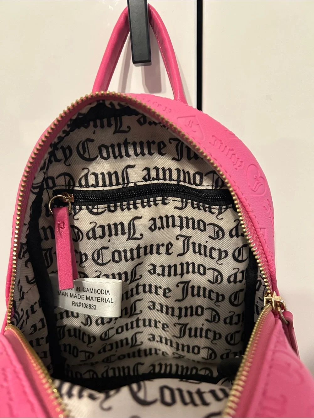 Juicy Couture Hot Pink Mini Backpack with Gold Chain